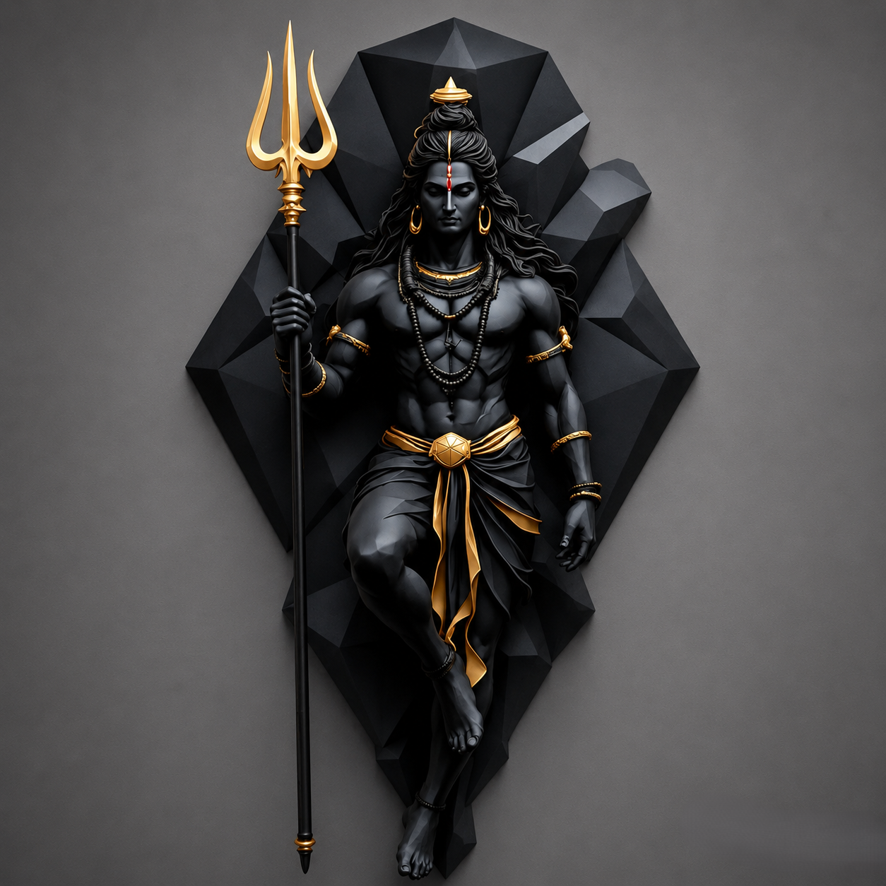 🔱 Mahadev Geometric Wall Art – Premium 3D Printed Decor